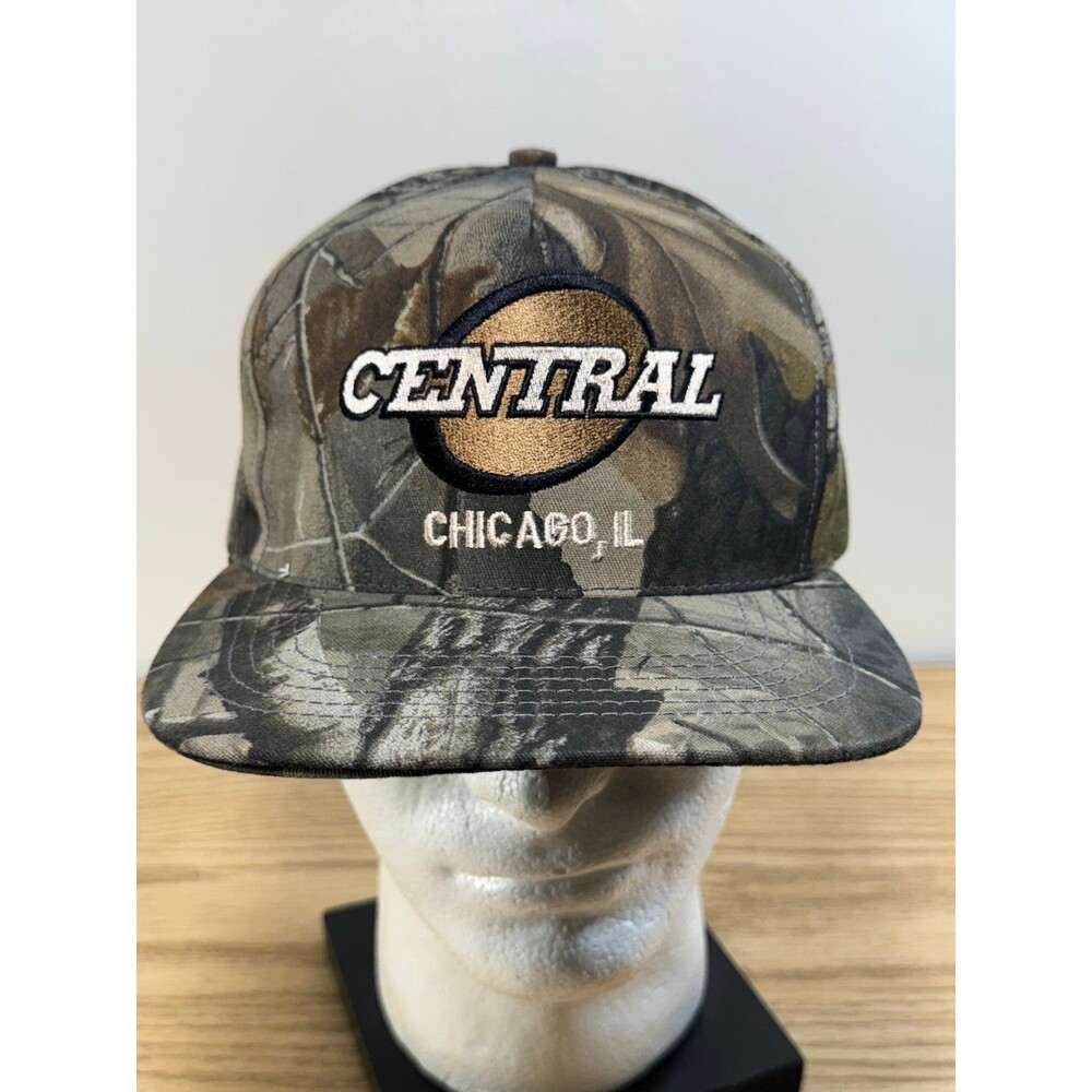 Vintage Central Chicago Illinois Camo Camouflage Snapback‎ Hat Trucker Cap USA
